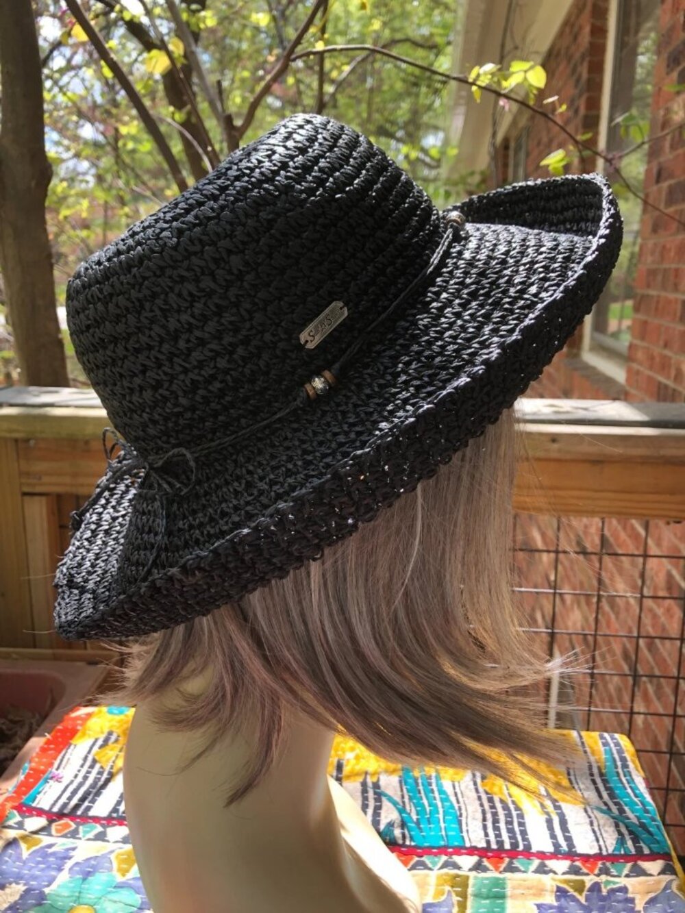 Sun N Sand Women’s Black Sun Hat W/ Beaded Band Adjustable - Picture 13 of 16